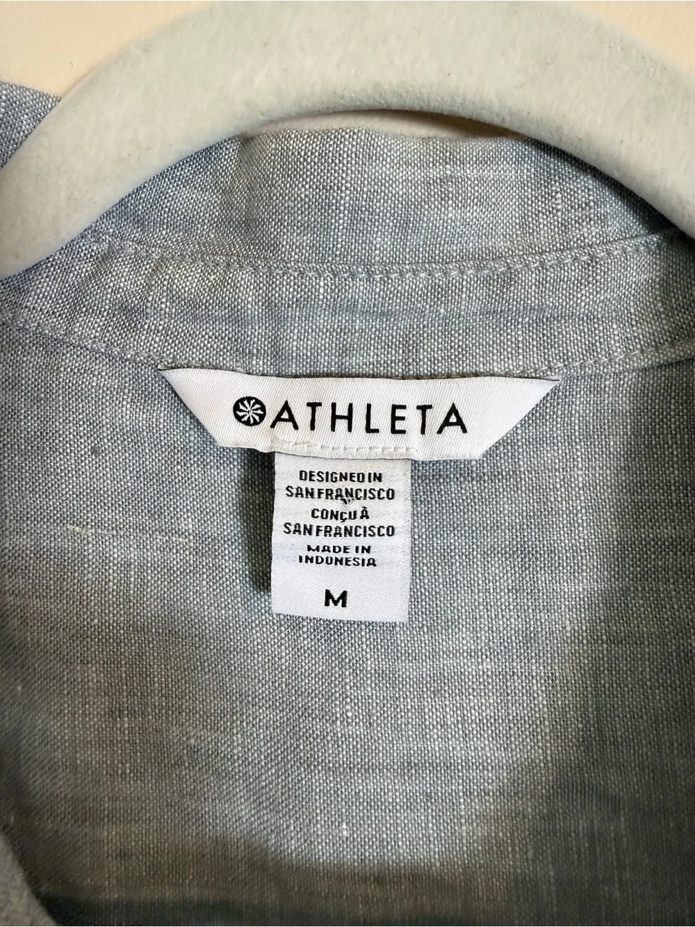 Athleta Gray 100% Linen Short-Sleeve Cropped Button Shirt